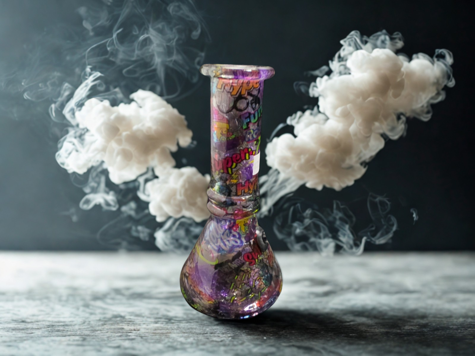 💜 Ultra mini Bong de Vidrio Pyrex Estilo Beaker 15cm - Edición Punk Rock / Graffiti - Image 4