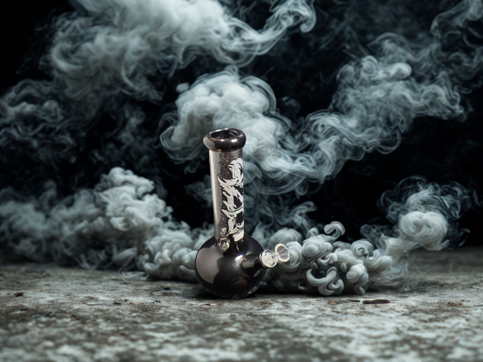 Bong Mediano de Vidrio Pyrex 30cm de Diseño Oscuro y Elegante 420