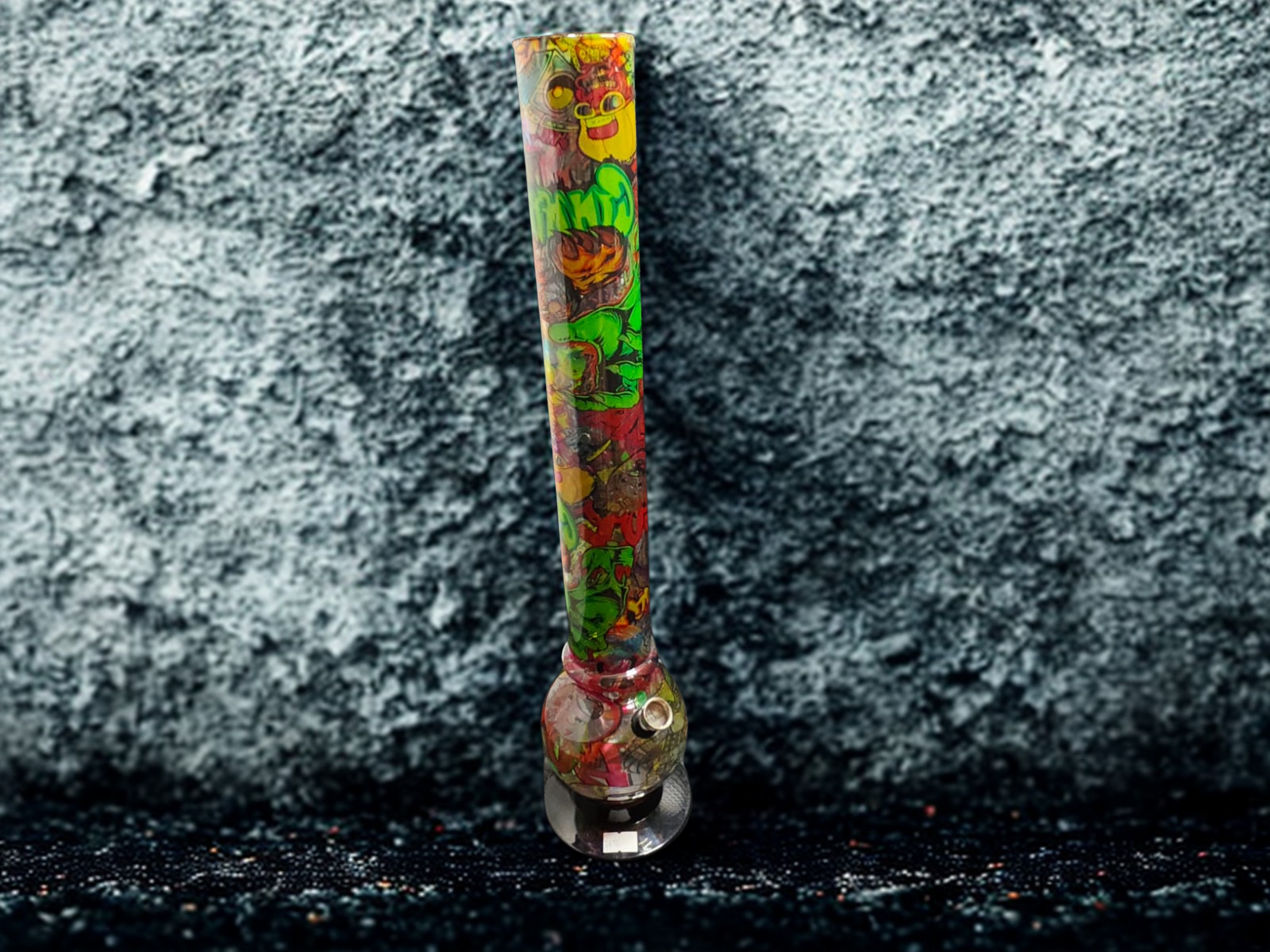 🎨 Bong de Acrílico (Plástico) Tubo Recto 45cm - Diseño Graffiti/Cartoon Vibrante ✨