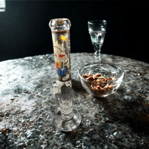 🐰 Bong de Vidrio Pyrex de Tubo Recto 40cm - Edición Cartoon con Percolador 🌪️