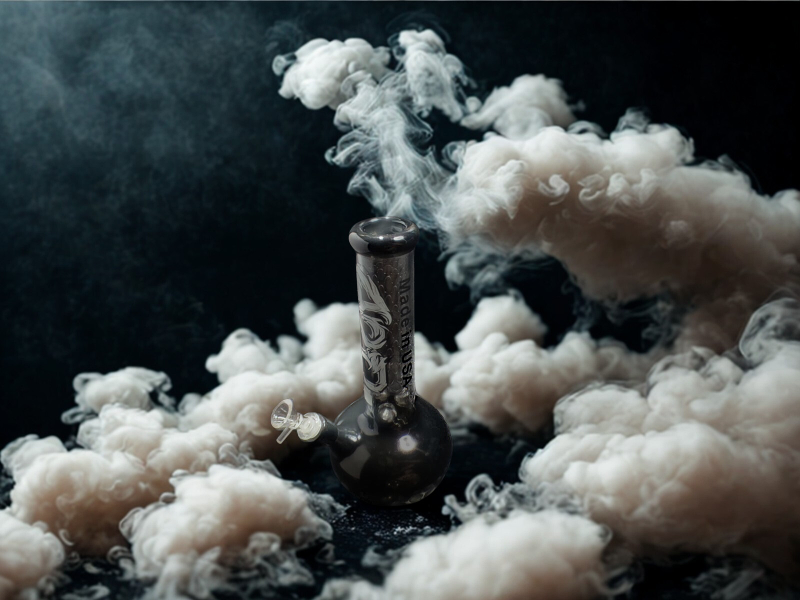 Bong Mediano de Vidrio Pyrex 30cm de Diseño Oscuro y Elegante 420 - Image 6