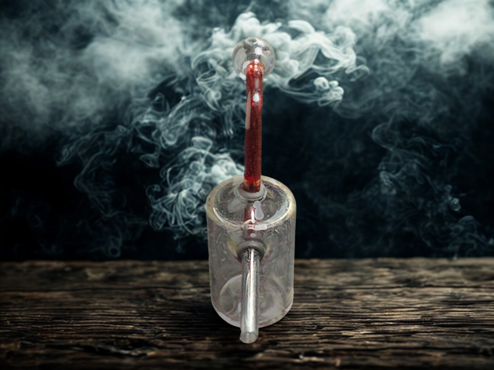 ❤️Bong Mini Bubbler de Vidrio Pyrex 19cm - Downstem Interno Rojo/Ámbar ❤️ - Image 3