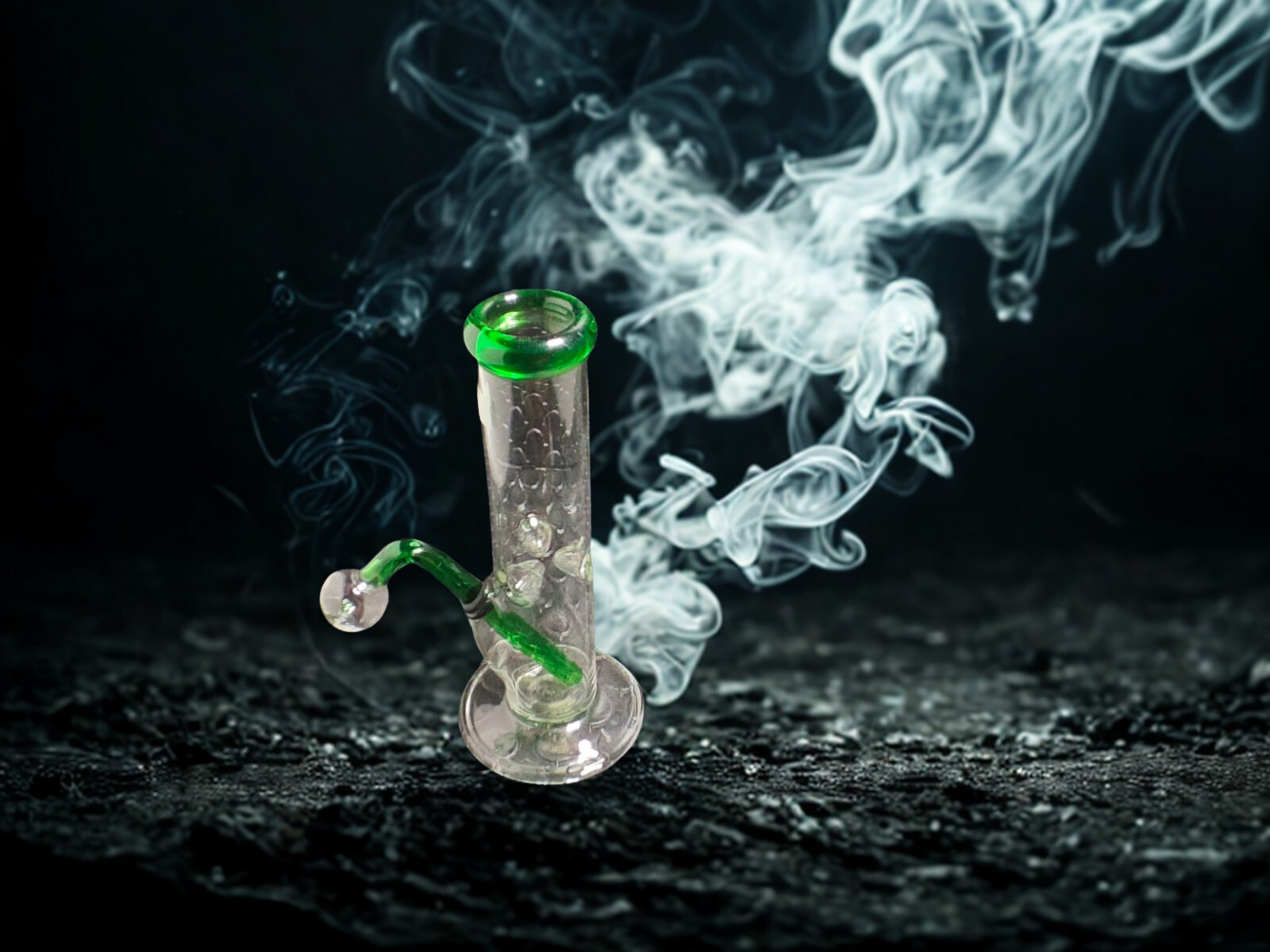 💚Bong Mediano/ Rig de Vidrio Pyrex 23cm - Toques Esmeralda 💎