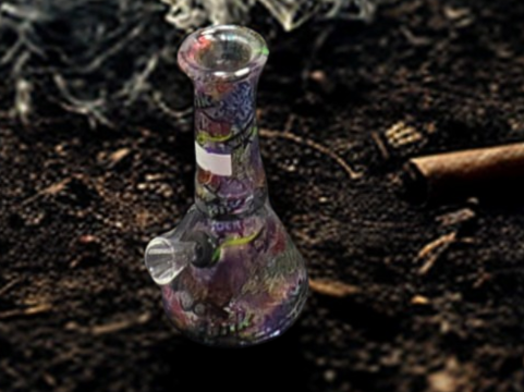 💜 Ultra mini Bong de Vidrio Pyrex Estilo Beaker 15cm - Edición Punk Rock / Graffiti - Image 3