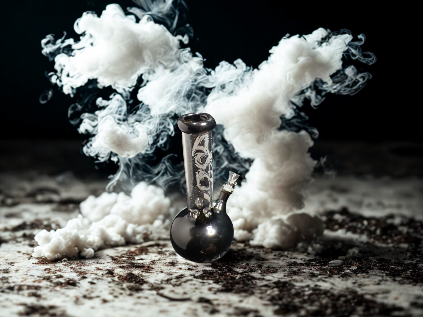 Bong Mediano de Vidrio Pyrex 30cm de Diseño Oscuro y Elegante 420 - Image 5