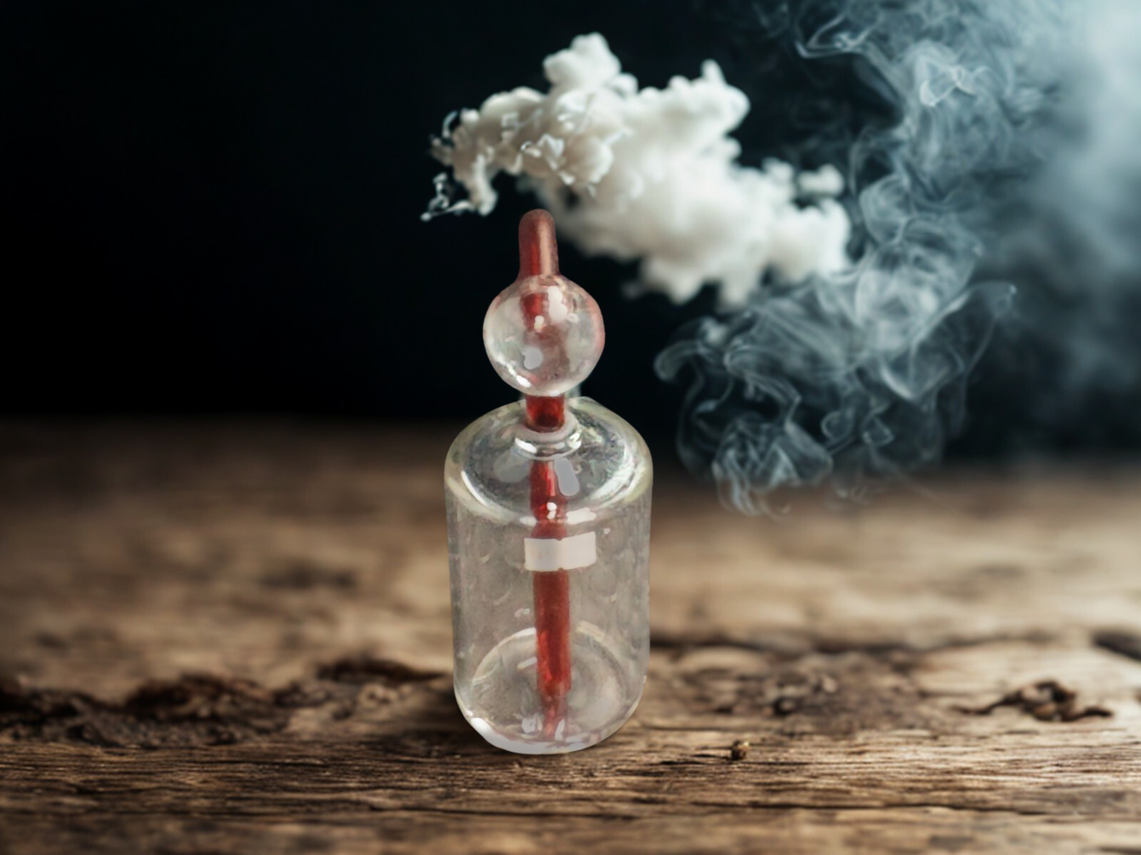 ❤️Bong Mini Bubbler de Vidrio Pyrex 19cm - Downstem Interno Rojo/Ámbar ❤️ - Image 2