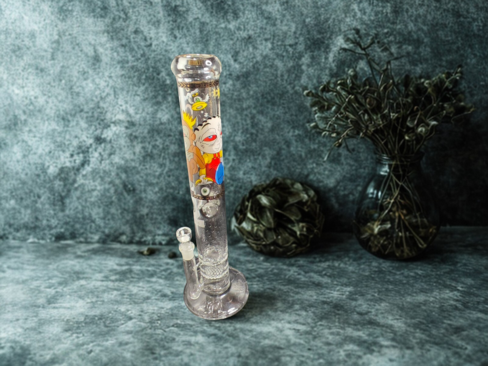 🐰 Bong de Vidrio Pyrex de Tubo Recto 40cm - Edición Cartoon con Percolador 🌪️ - Image 2