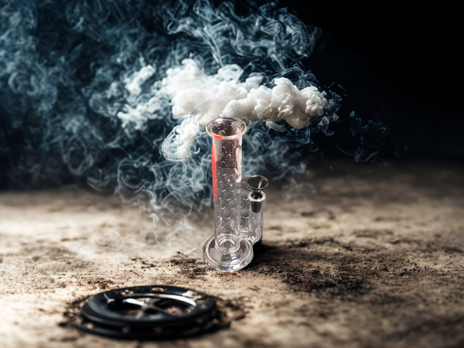 🔬 Mini Bong / Rig de Tubo Recto 20cm - Vidrio Pyrex/Diseño de Calaca🔴 - Image 3