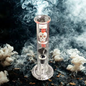 🔬 Mini Bong / Rig de Tubo Recto 20cm - Vidrio Pyrex/Diseño de Calaca🔴