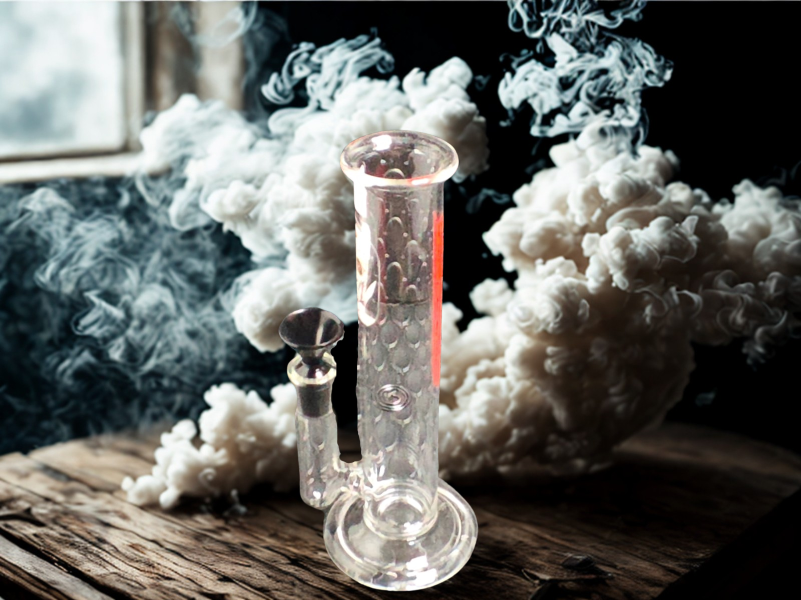 🔬 Mini Bong / Rig de Tubo Recto 20cm - Vidrio Pyrex/Diseño de Calaca🔴 - Image 4