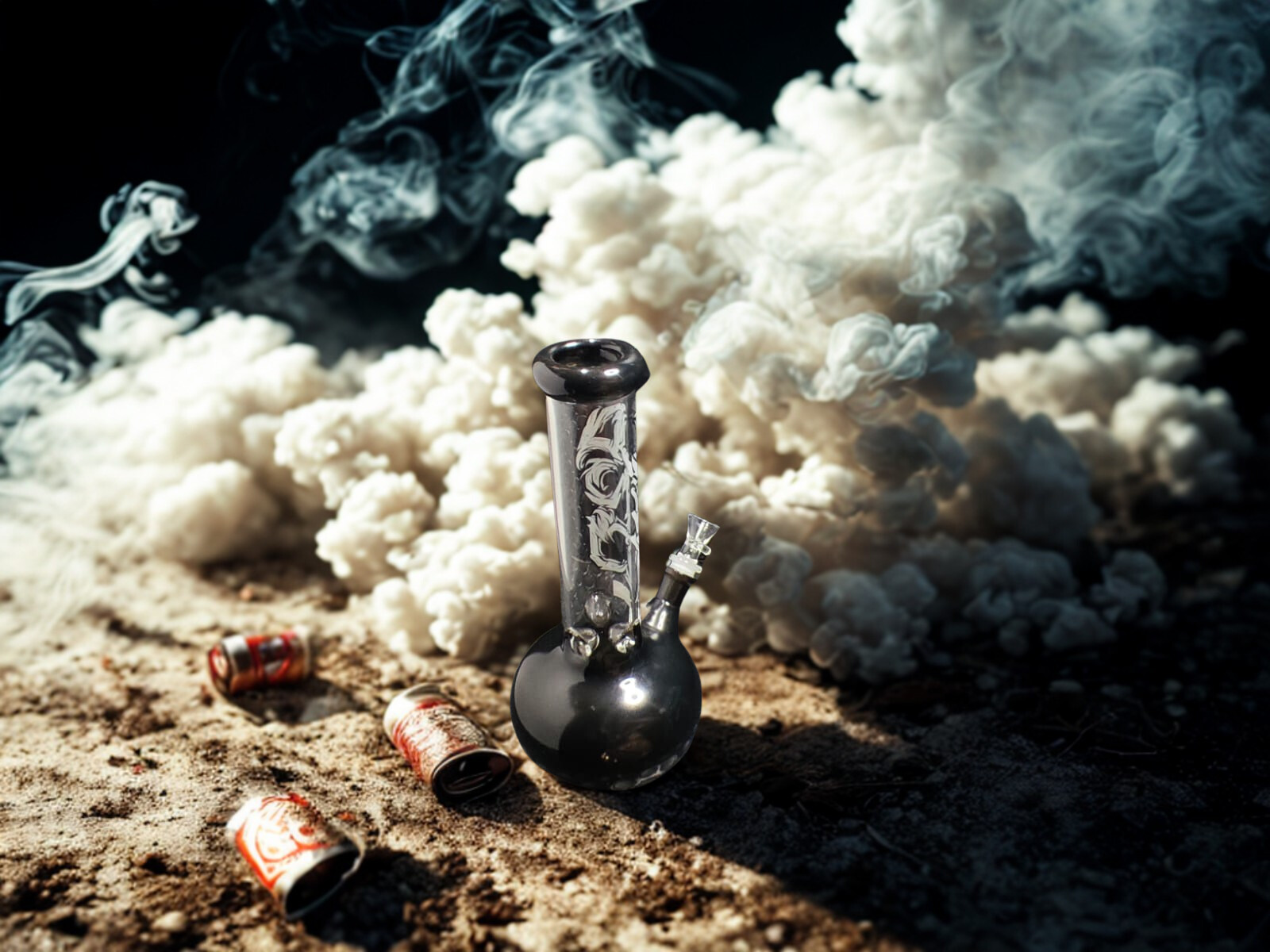 Bong Mediano de Vidrio Pyrex 30cm de Diseño Oscuro y Elegante 420 - Image 3